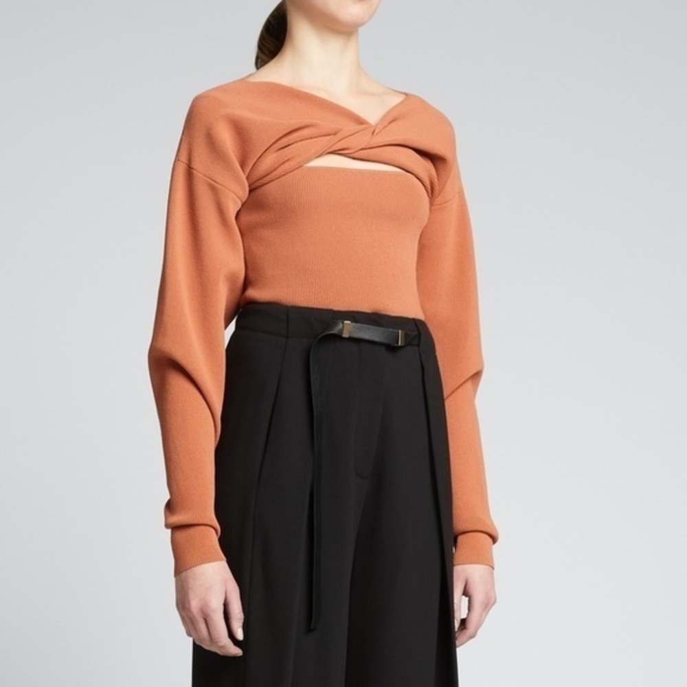 A.L.C greer bolero brown ribbed crop sweater